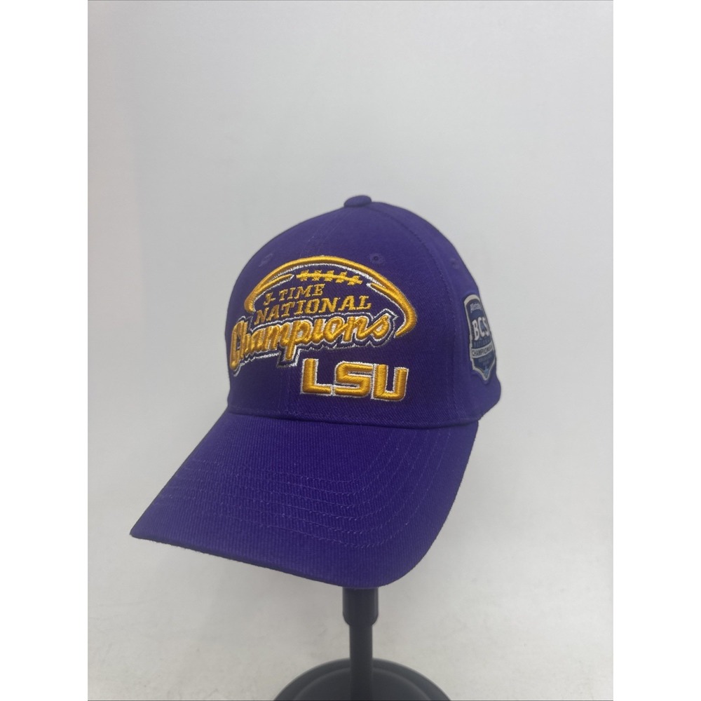 LSU TIGERS  3-Time National Championship Embroidered Strapback Hat BCS Patch